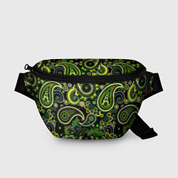 Поясная сумка Ярко зеленые славянские узоры, цвет: 3D-принт