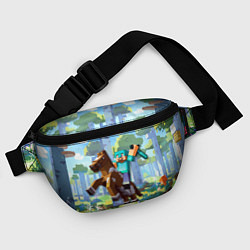 Поясная сумка Майнкрафт на коне в березовом лесу, цвет: 3D-принт — фото 2