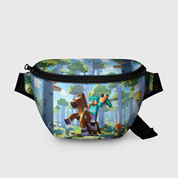Поясная сумка Майнкрафт на коне в березовом лесу, цвет: 3D-принт