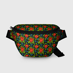 Поясная сумка Цветы хохлома, цвет: 3D-принт