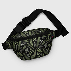 Поясная сумка Зелёные листья папоротника на черном фоне, цвет: 3D-принт — фото 2