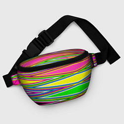 Поясная сумка Полосатый радужный разноцветный геометрический узо, цвет: 3D-принт — фото 2