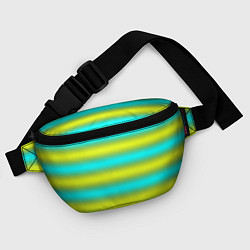 Поясная сумка Бирюзово-желтые неоновые полосы, цвет: 3D-принт — фото 2