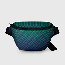 Поясная сумка Клетчатый узор на сине-зеленом градиентном фоне, цвет: 3D-принт