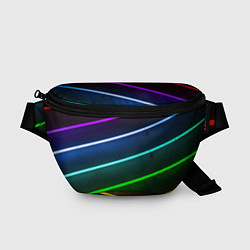Поясная сумка Неоновые разноцветные фонари - Голубой и зелёный, цвет: 3D-принт