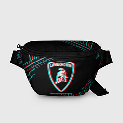 Поясная сумка Значок Lamborghini в стиле Glitch на темном фоне, цвет: 3D-принт