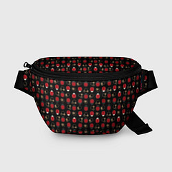 Поясная сумка Красные Божьи коровки на черном фоне ladybug, цвет: 3D-принт