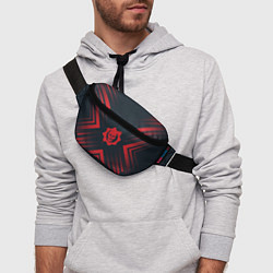Поясная сумка Красный Символ Gears of War на темном фоне со стре, цвет: 3D-принт — фото 2
