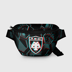 Поясная сумка AEK Athens FC в стиле Glitch на темном фоне, цвет: 3D-принт