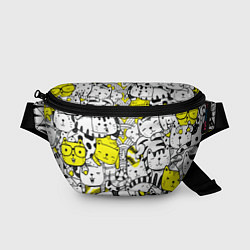 Поясная сумка Милые Чёрные и Жёлтые Коты, цвет: 3D-принт