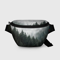Поясная сумка Туманный хвойный лес, цвет: 3D-принт