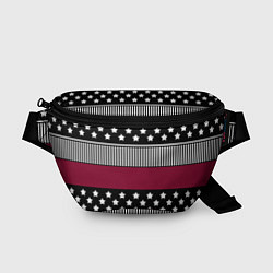 Поясная сумка Burgundy black striped pattern, цвет: 3D-принт