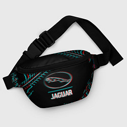 Поясная сумка Значок Jaguar в стиле glitch на темном фоне, цвет: 3D-принт — фото 2