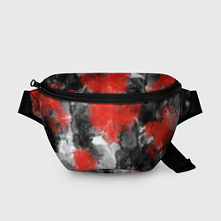 Поясная сумка Черно-красная абстрактная текстура акварели