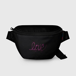 Поясная сумка Надпись любовь на черном фоне, цвет: 3D-принт