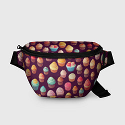 Поясная сумка Много нарисованных капкейков, цвет: 3D-принт