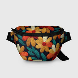 Поясная сумка Цветы в стиле вышивки, цвет: 3D-принт