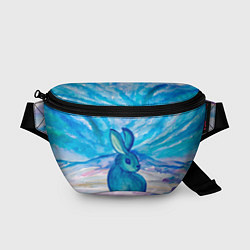Поясная сумка Зимний пейзаж и зайка, цвет: 3D-принт