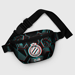 Поясная сумка Club Brugge FC в стиле glitch на темном фоне, цвет: 3D-принт — фото 2