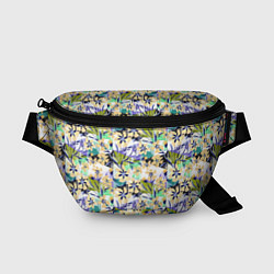 Поясная сумка Цветочный узор на фоне в горошек, цвет: 3D-принт