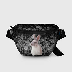Поясная сумка Кролик и пушистые снежинки, цвет: 3D-принт