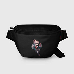 Поясная сумка Бакуго Кацуки - черный фон, цвет: 3D-принт