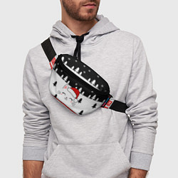 Поясная сумка Новогодний котик в шапочке, цвет: 3D-принт — фото 2