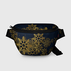 Поясная сумка Золотые снежинки, цвет: 3D-принт