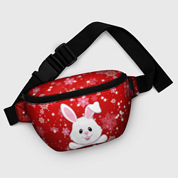 Поясная сумка Весёлый кролик в снежинках, цвет: 3D-принт — фото 2