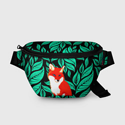 Поясная сумка Лиса на фоне листьев, цвет: 3D-принт