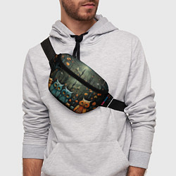 Поясная сумка Совы в стиле Folk Art, цвет: 3D-принт — фото 2