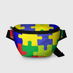 Поясная сумка Пазлы разноцветные, цвет: 3D-принт