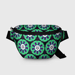 Поясная сумка Паттерн голубо-зеленые зубастые цветы, цвет: 3D-принт