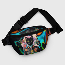 Поясная сумка Модный чёрный кот - нейросеть - мода, цвет: 3D-принт — фото 2