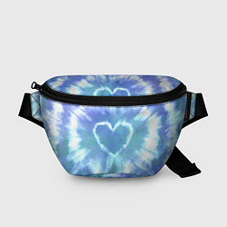 Поясная сумка Сердце - тай-дай - голубой, цвет: 3D-принт
