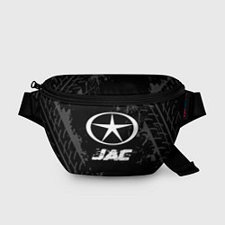 Поясная сумка JAC speed на темном фоне со следами шин, цвет: 3D-принт