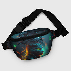 Поясная сумка Кот из разломленных неоновых плит, цвет: 3D-принт — фото 2