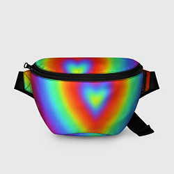 Поясная сумка Сердце - радужный градиент, цвет: 3D-принт