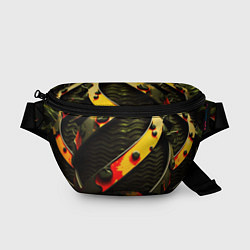 Поясная сумка Зеленая текстура оранжевые полосы, цвет: 3D-принт