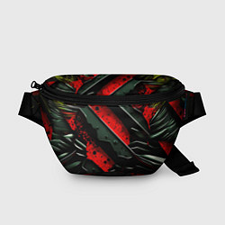 Поясная сумка Черные плашки на красном фоне, цвет: 3D-принт
