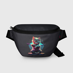 Поясная сумка Кот самурай с катанами, цвет: 3D-принт