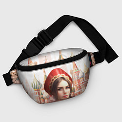 Поясная сумка Девушка в кокошнике с косой - кремль, цвет: 3D-принт — фото 2