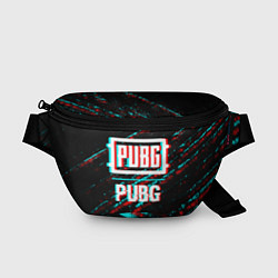 Поясная сумка PUBG в стиле glitch и баги графики на темном фоне, цвет: 3D-принт