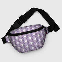 Поясная сумка Шестиугольники фиолетовые, цвет: 3D-принт — фото 2