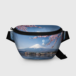 Поясная сумка Цветущая сакура на фоне Фудзиямы - Япония, цвет: 3D-принт