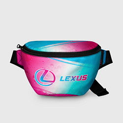 Поясная сумка Lexus neon gradient style: надпись и символ, цвет: 3D-принт