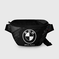Поясная сумка BMW speed на темном фоне со следами шин, цвет: 3D-принт