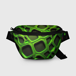 Поясная сумка Объемные зеленые соты, цвет: 3D-принт