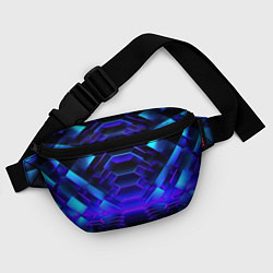 Поясная сумка Неоновый синий тоннель абстракция, цвет: 3D-принт — фото 2