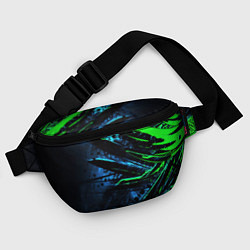 Поясная сумка Black green abstract, цвет: 3D-принт — фото 2